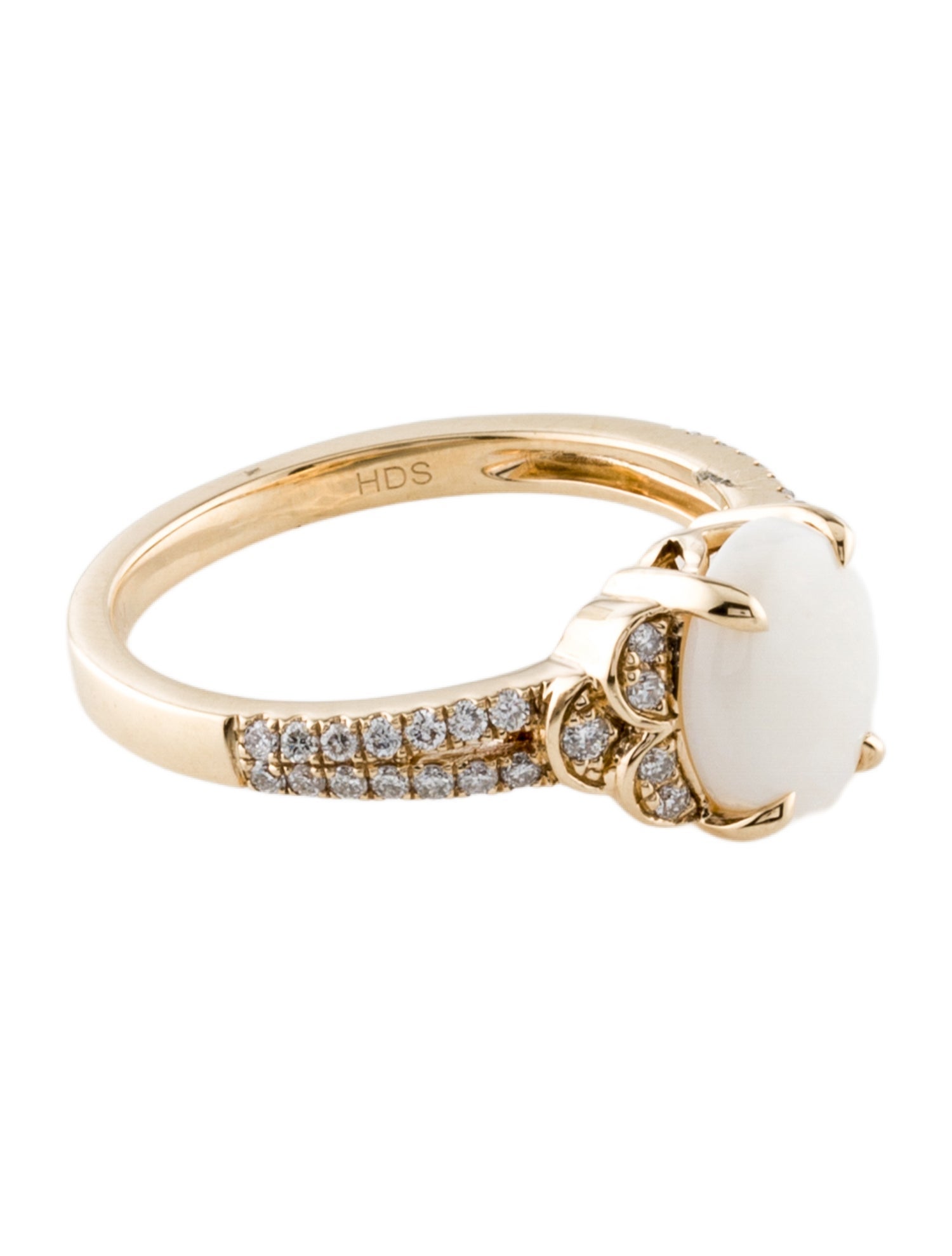 Ring 10K 1.32ct Opal & Diamond Cocktail Ring