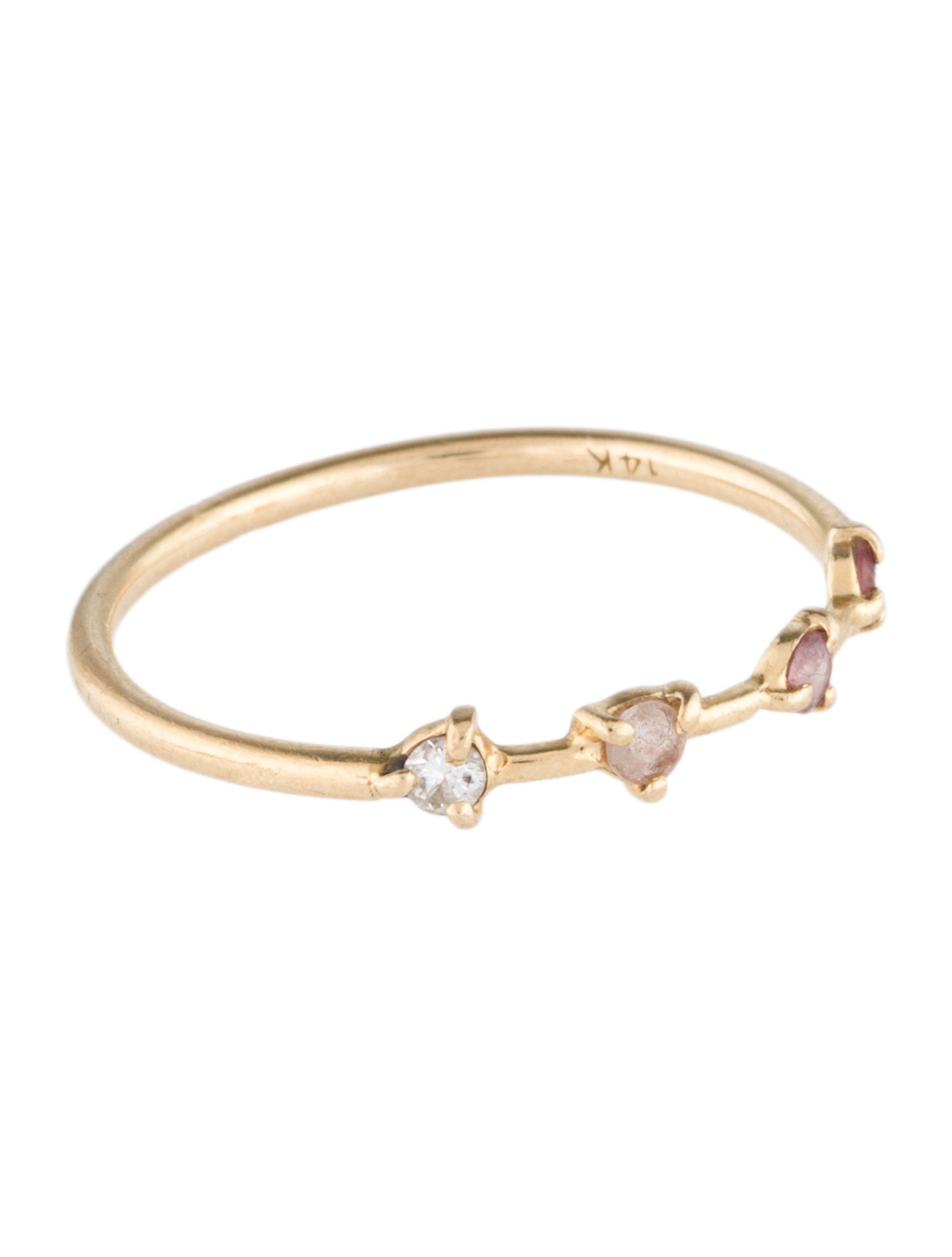 Ring 14K Diamond, Sapphire, and Sunstone