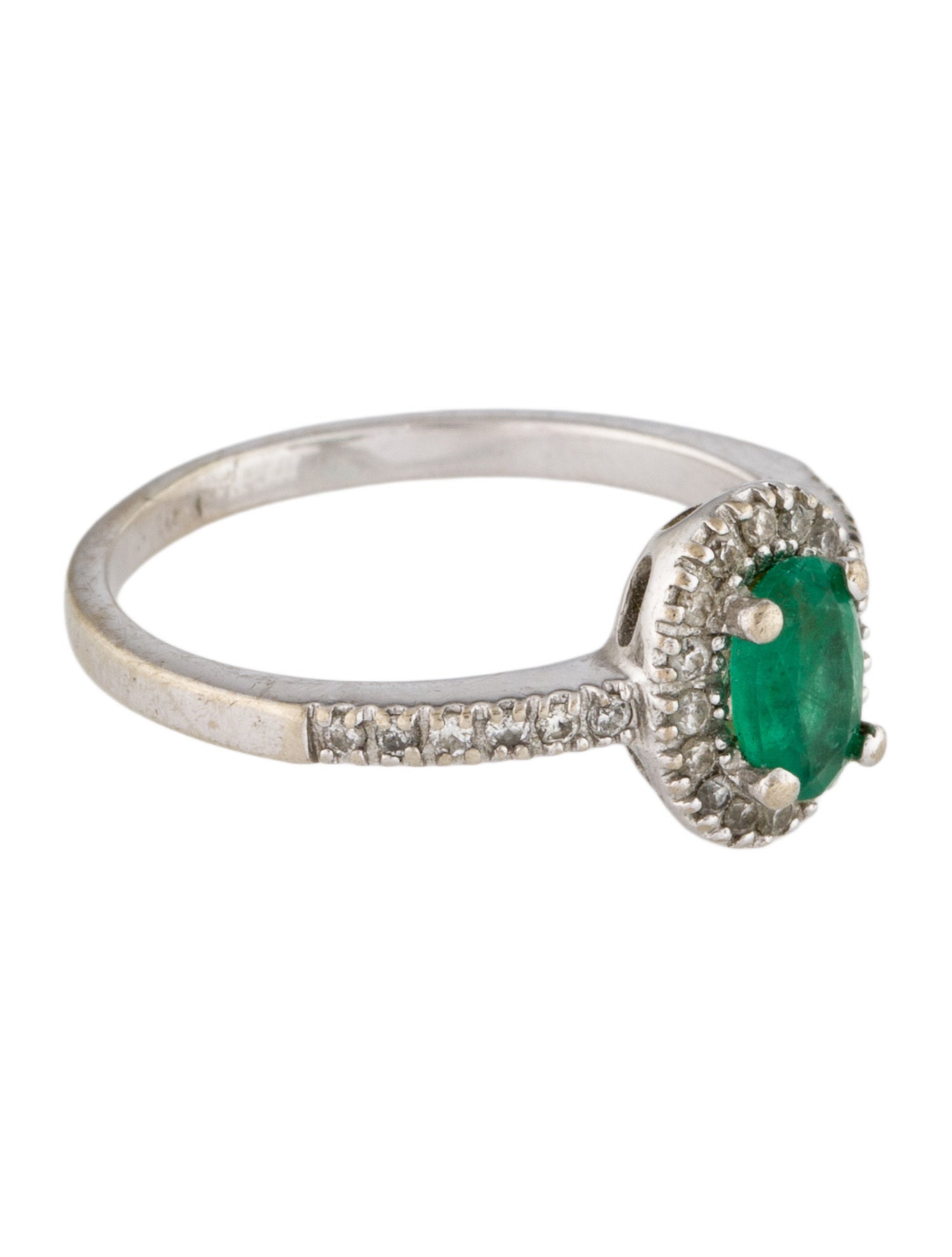 Ring 10K Emerald & Diamond Engagement