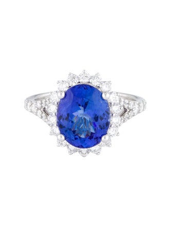 Ring 14K 4.00ct Tanzanite & Diamond Cocktail Ring
