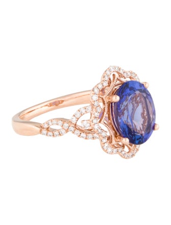 Ring 14K 4.00ct Tanzanite & Diamond Cocktail Ring
