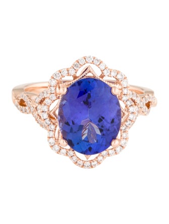 Ring 14K 4.00ct Tanzanite & Diamond Cocktail Ring