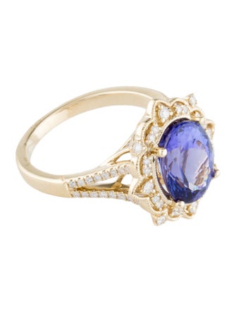 Ring 14K 3.99ct Tanzanite & Diamond Cocktail Ring