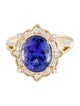 Ring 14K 3.99ct Tanzanite & Diamond Cocktail Ring