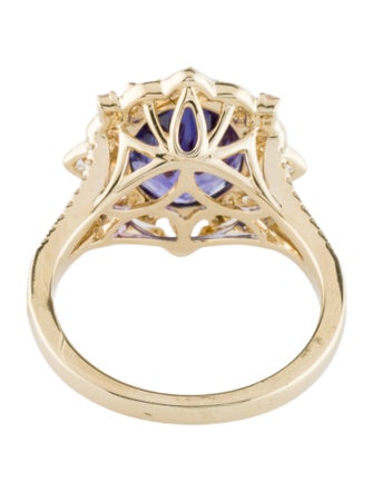 Ring 14K 3.99ct Tanzanite & Diamond Cocktail Ring