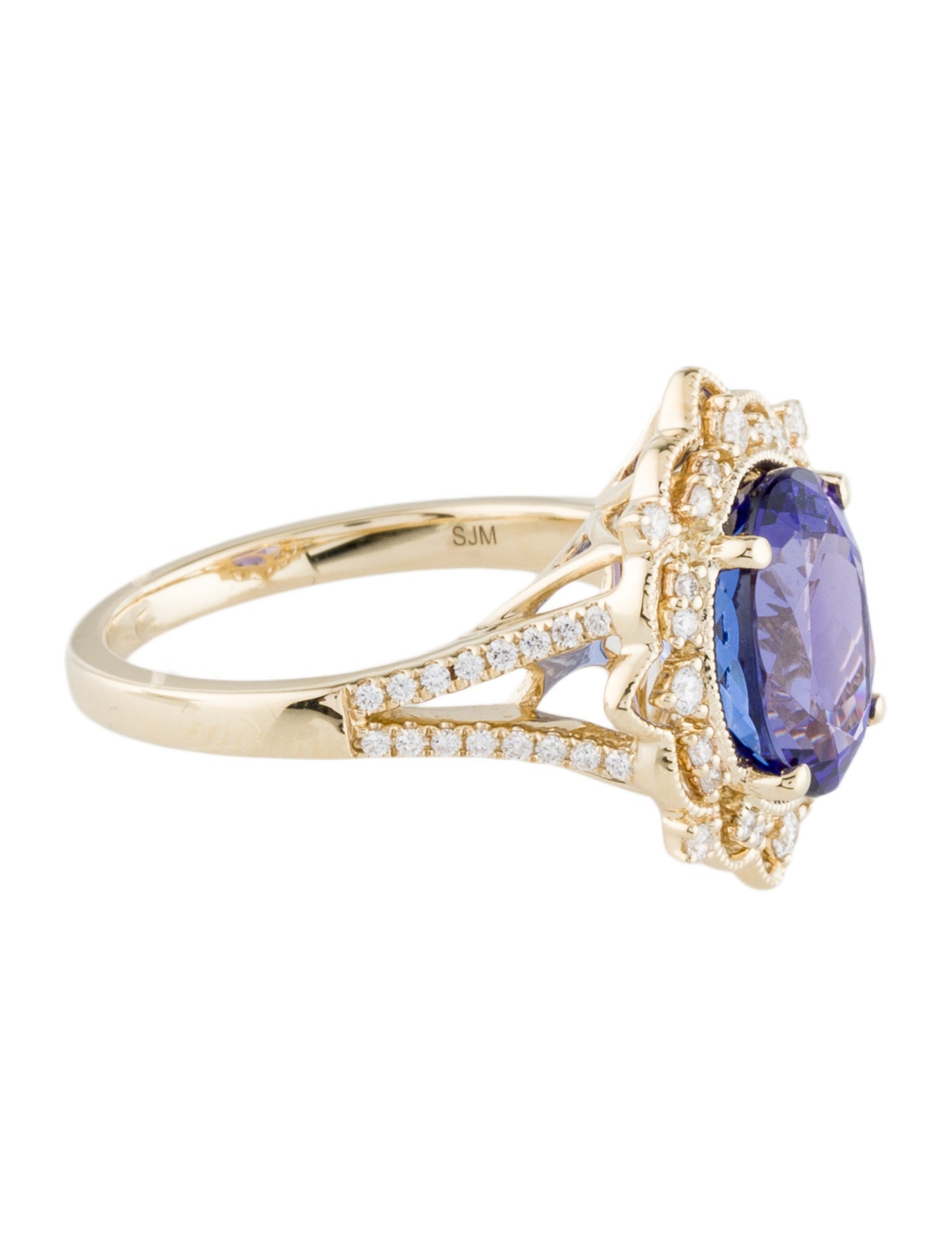 Ring 14K 4.30ct Tanzanite & Diamond Cocktail Ring
