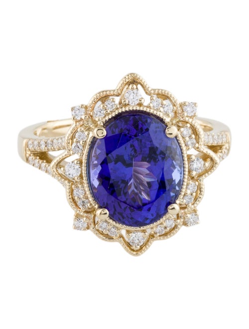 Ring 14K 4.30ct Tanzanite & Diamond Cocktail Ring