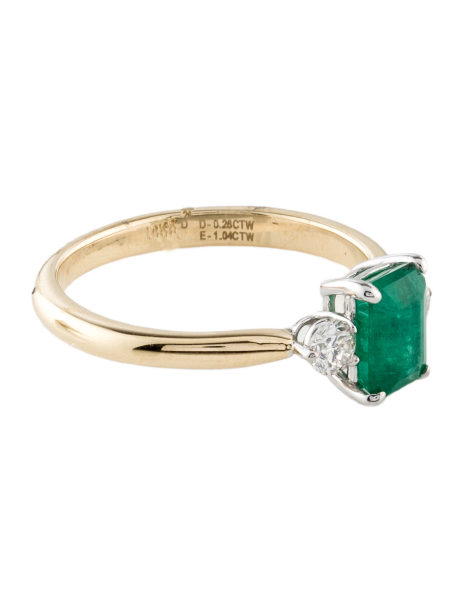 Ring 14K 1.04ct Emerald & Diamond Cocktail Ring
