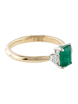 Ring 14K 1.04ct Emerald & Diamond Cocktail Ring