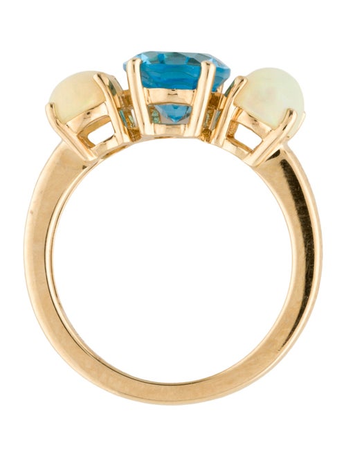 Ring 14K 2.15ct Topaz & Opal 3-Stone Ring