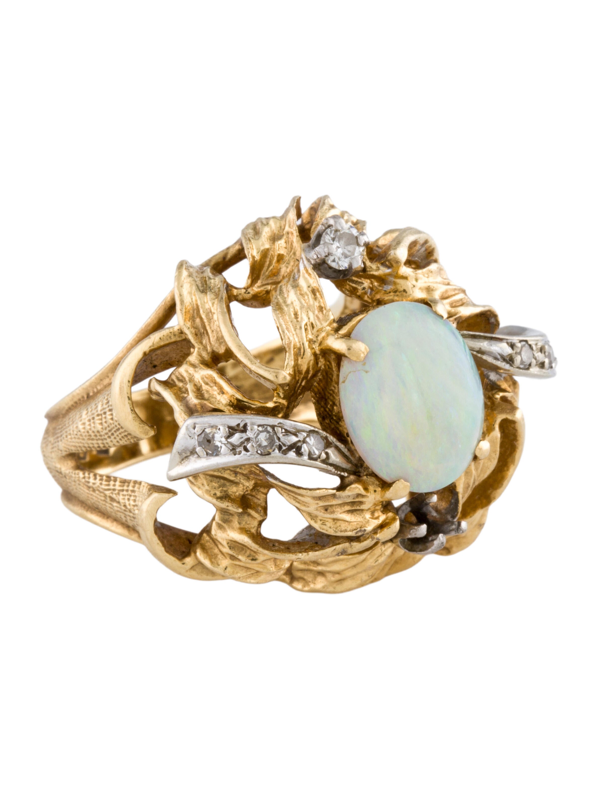 Ring Vintage 1.77ct Opal & Diamond Cocktail