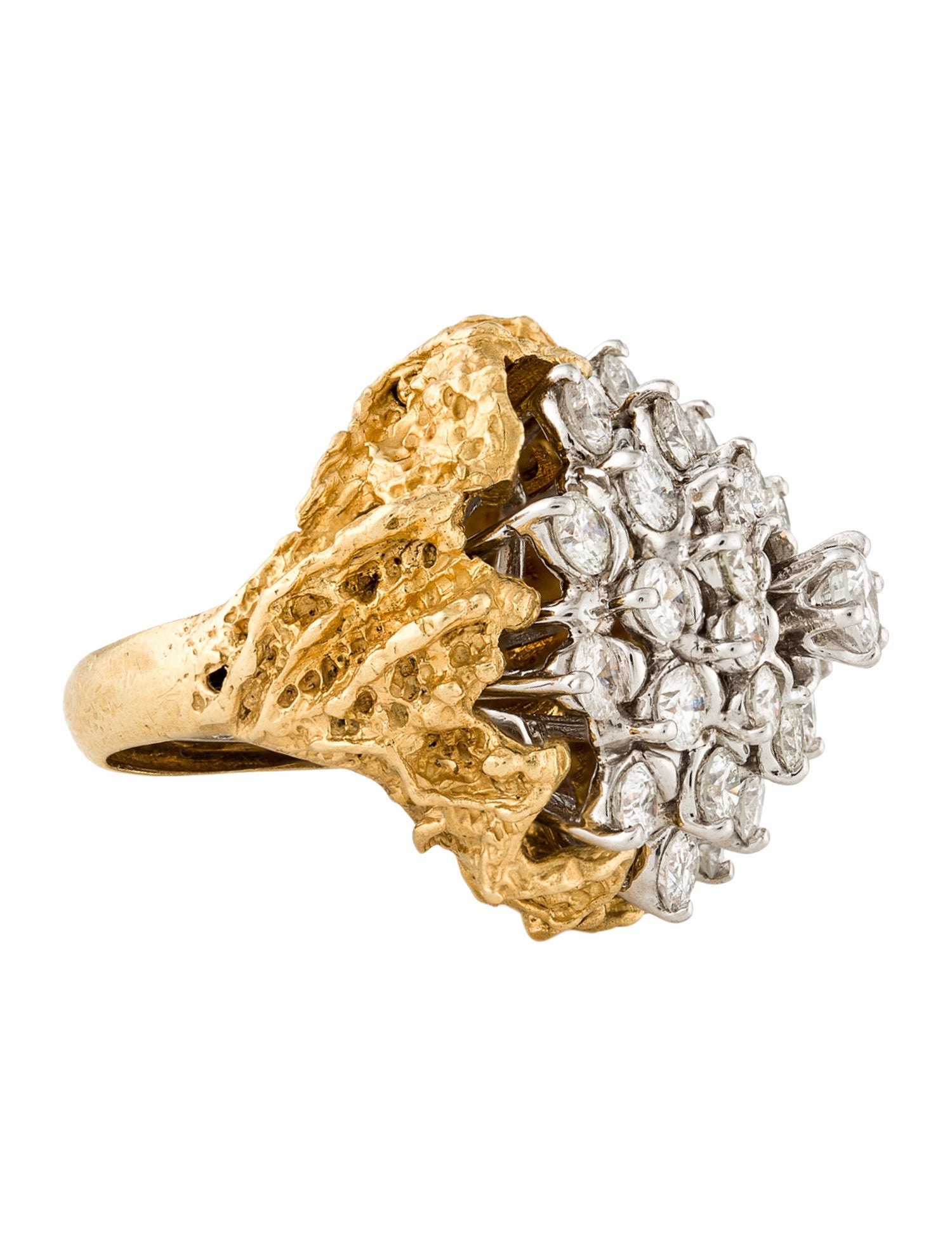 Ring 14K 4.73ctw Diamond Statement Cocktail Ring w/ 18K Ring Enhancer