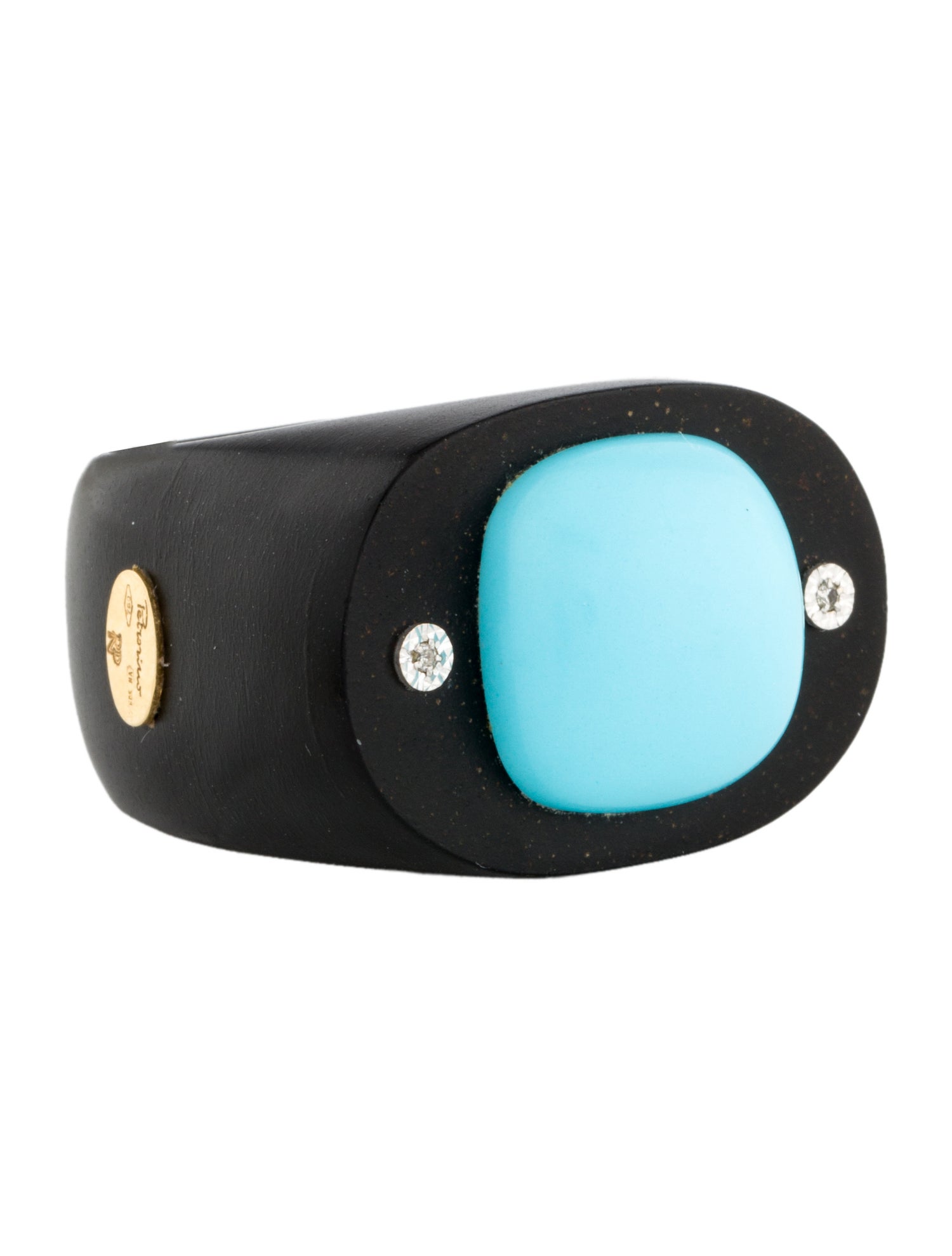 Ring Petrorino Turquoise, Wood, & Diamond Cocktail