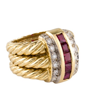 Ring 18K 1.01Ctw Ruby & Diamond Wide Ring