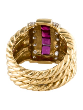 Ring 18K 1.01Ctw Ruby & Diamond Wide Ring