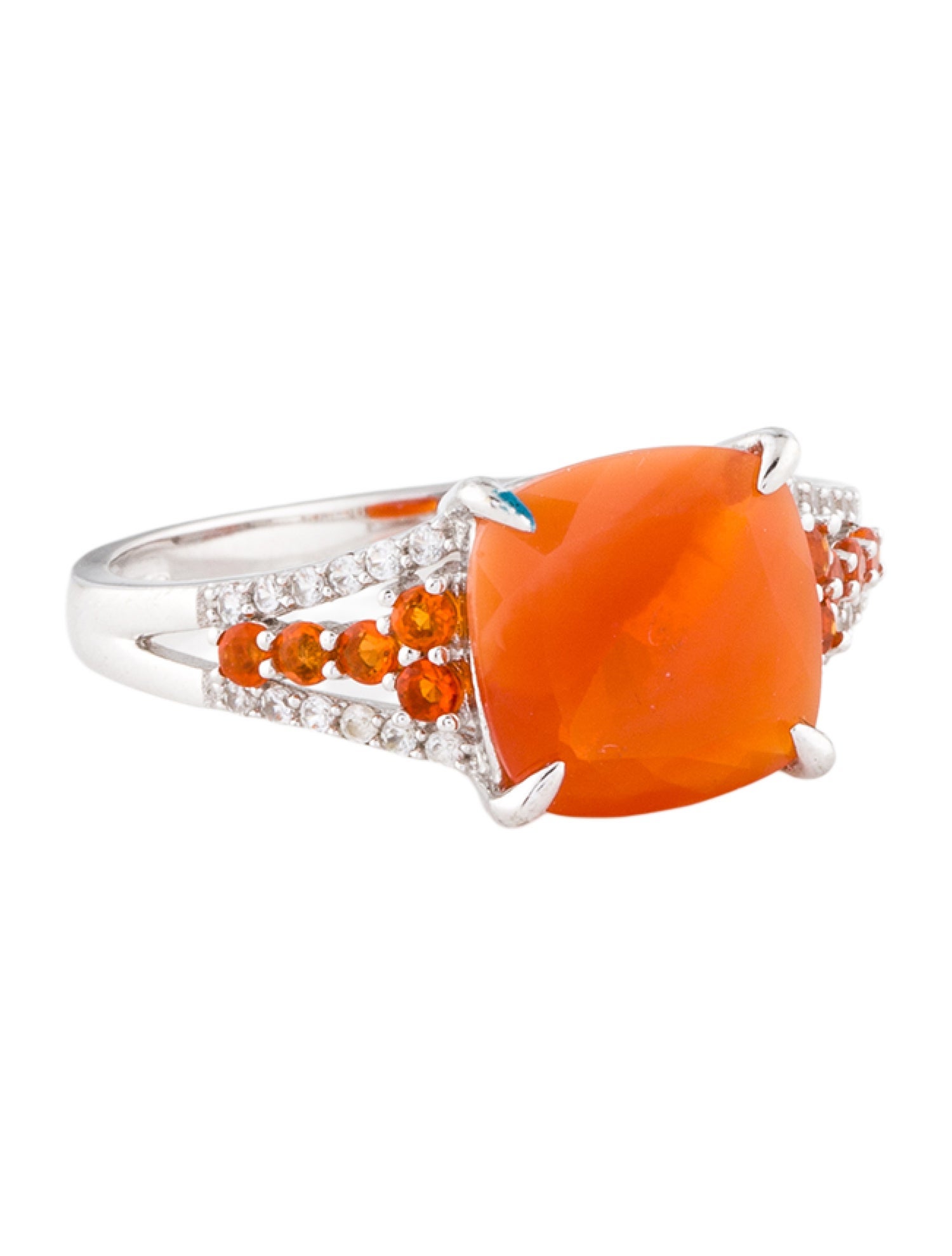 Ring 14K 1.92ct Fire Opal & Sapphire Cocktail Ring