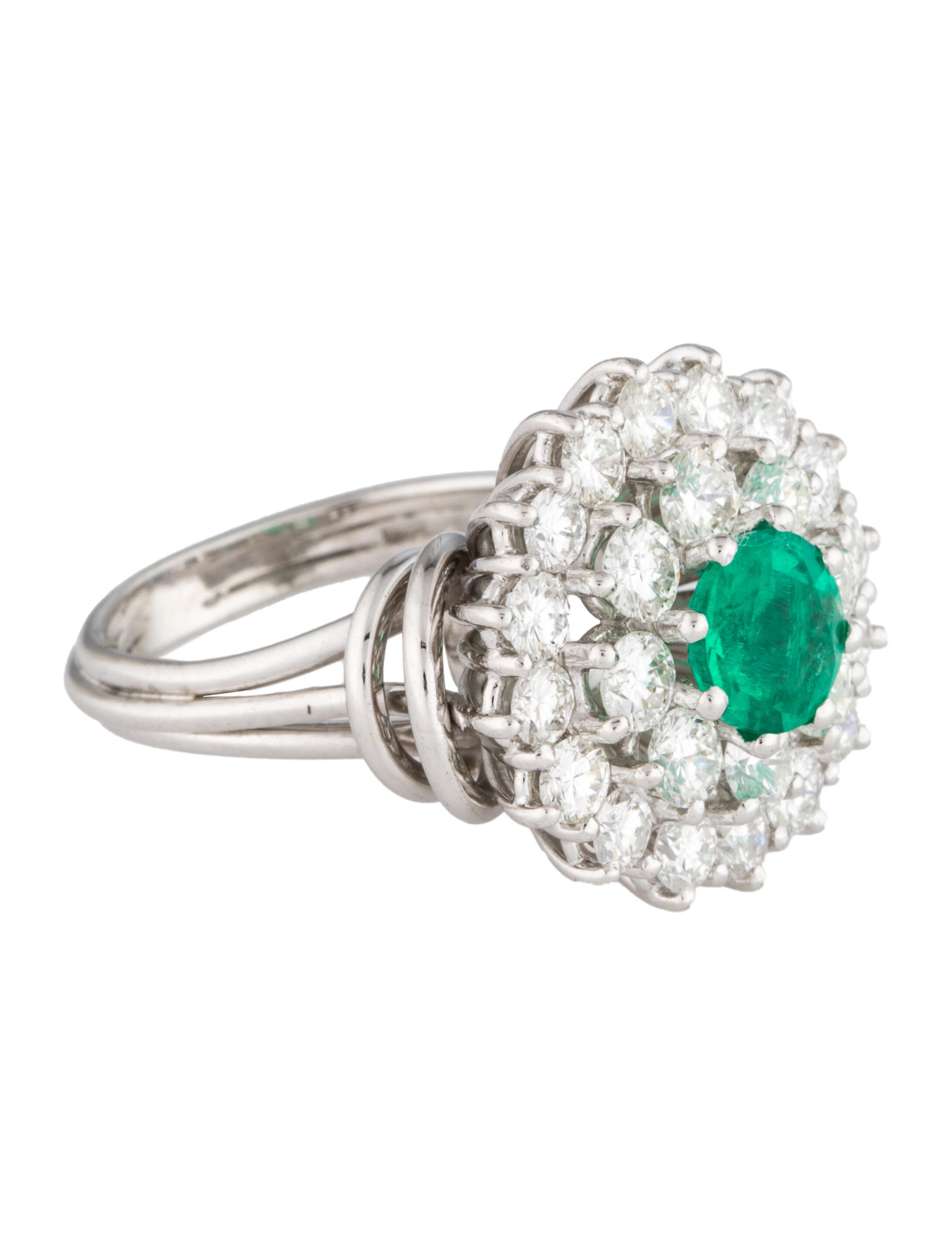 Ring 18K Colombian Emerald & Diamond Cocktail Ring