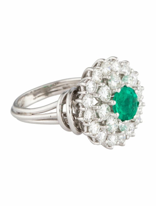 Ring 18K Colombian Emerald & Diamond Cocktail Ring