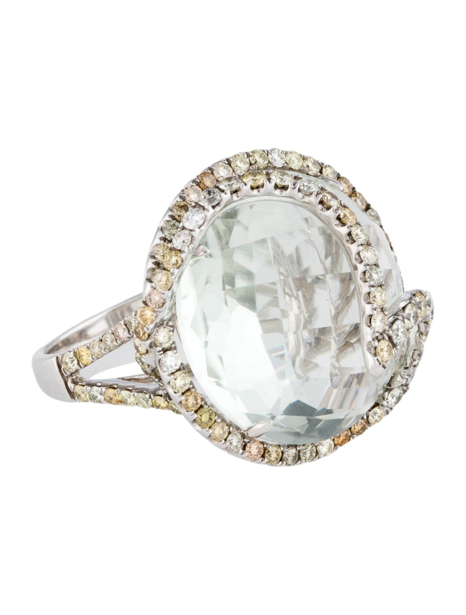 Ring 18K Quartz & Diamond Cocktail