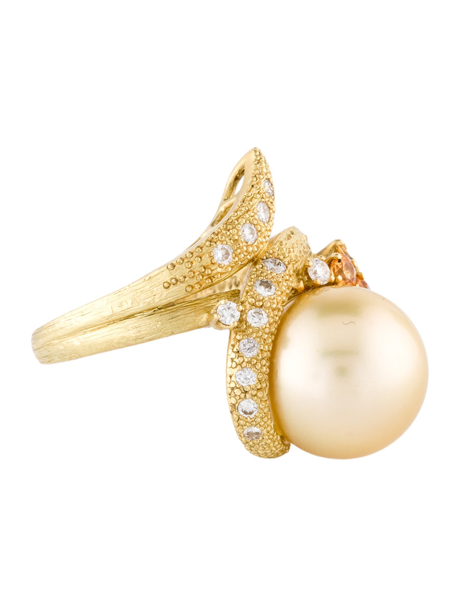 Ring 18K Pearl, Sapphire & Diamond Cocktail