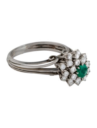 Ring Platinum Diamond & Emerald Cocktail Ring