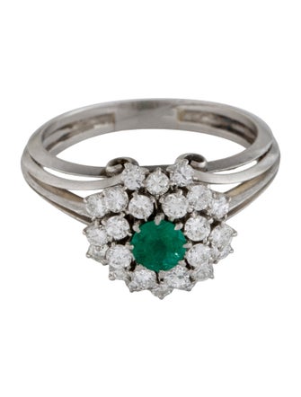 Ring Platinum Diamond & Emerald Cocktail Ring