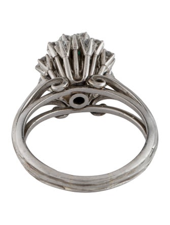 Ring Platinum Diamond & Emerald Cocktail Ring