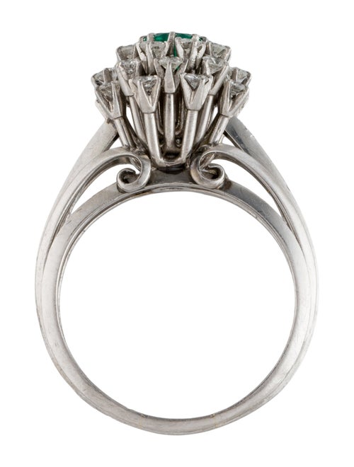 Ring Platinum Diamond & Emerald Cocktail Ring