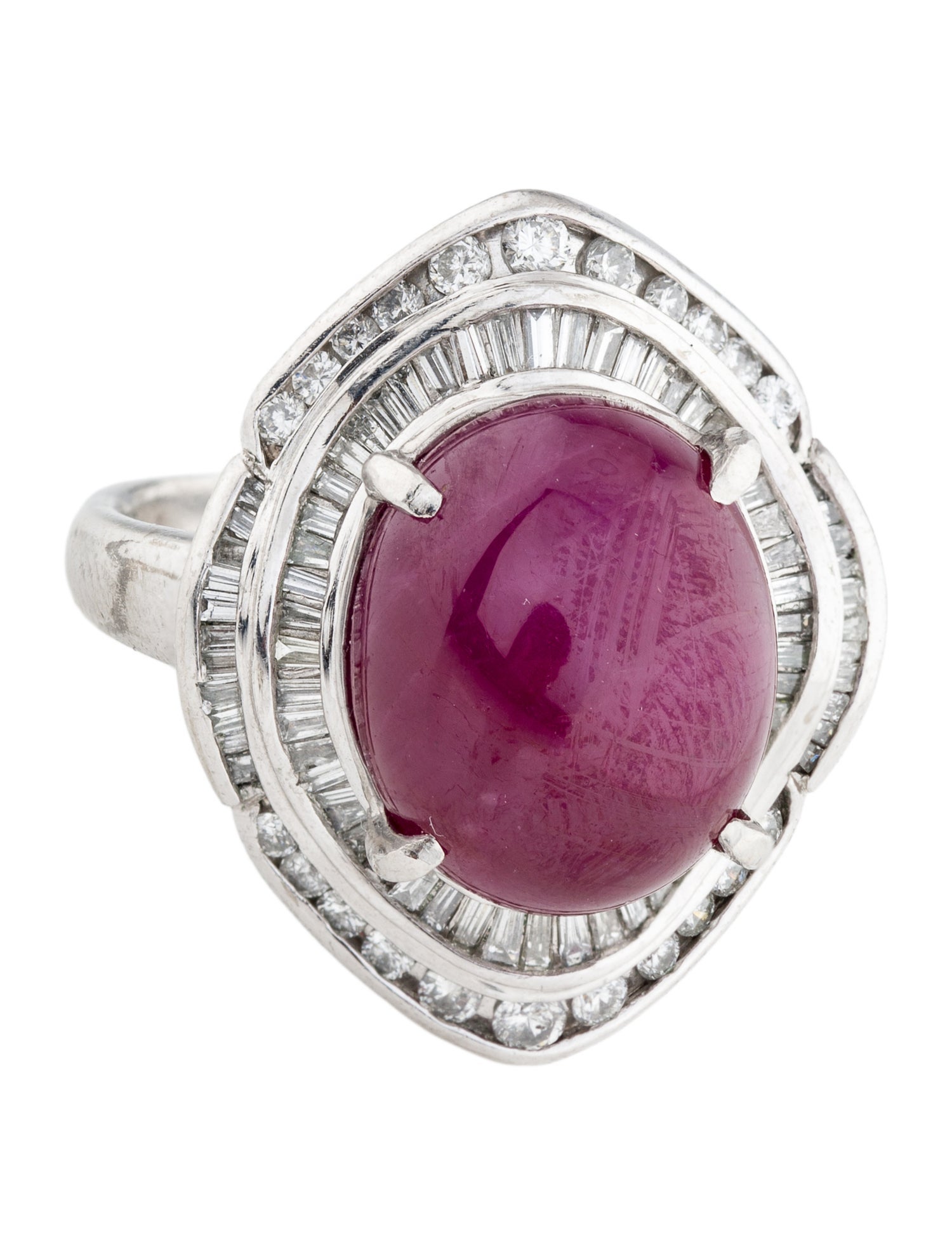 Ring Platinum 13.71ct Star Ruby & Diamond Cocktail