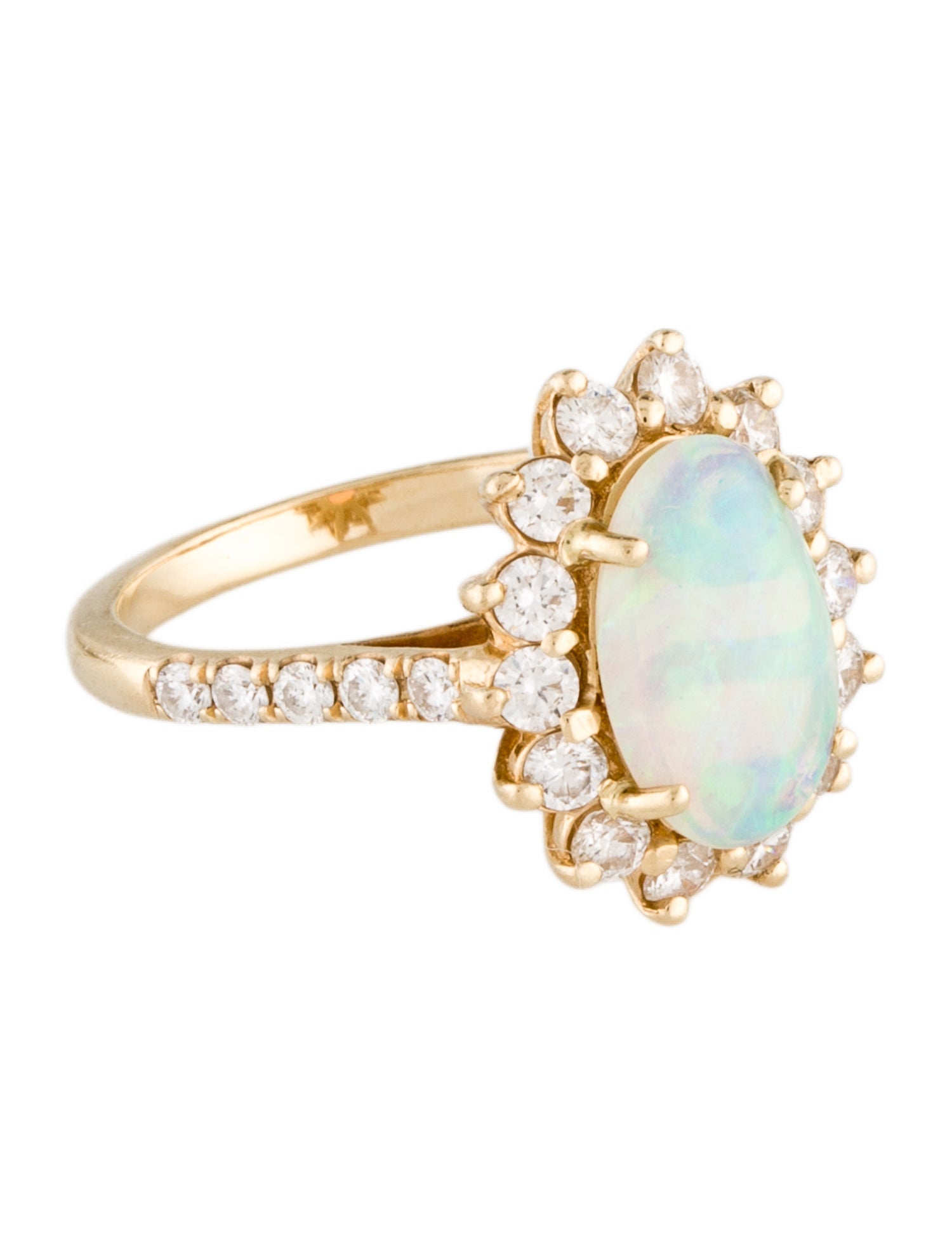 Ring 14K 1.32ctw Opal & Diamond Halo Cocktail