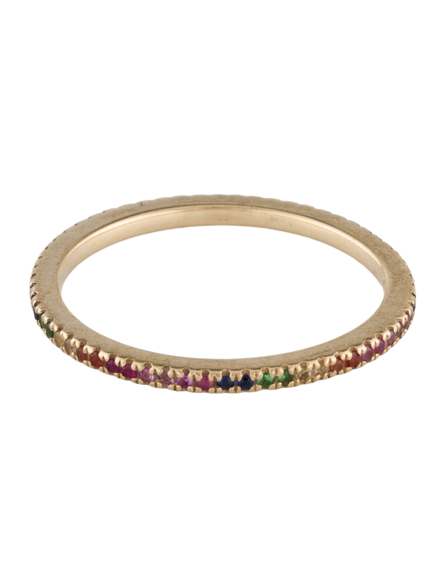 Ring 10K Sapphire & Tsavorite Garnet Rainbow Eternity Band