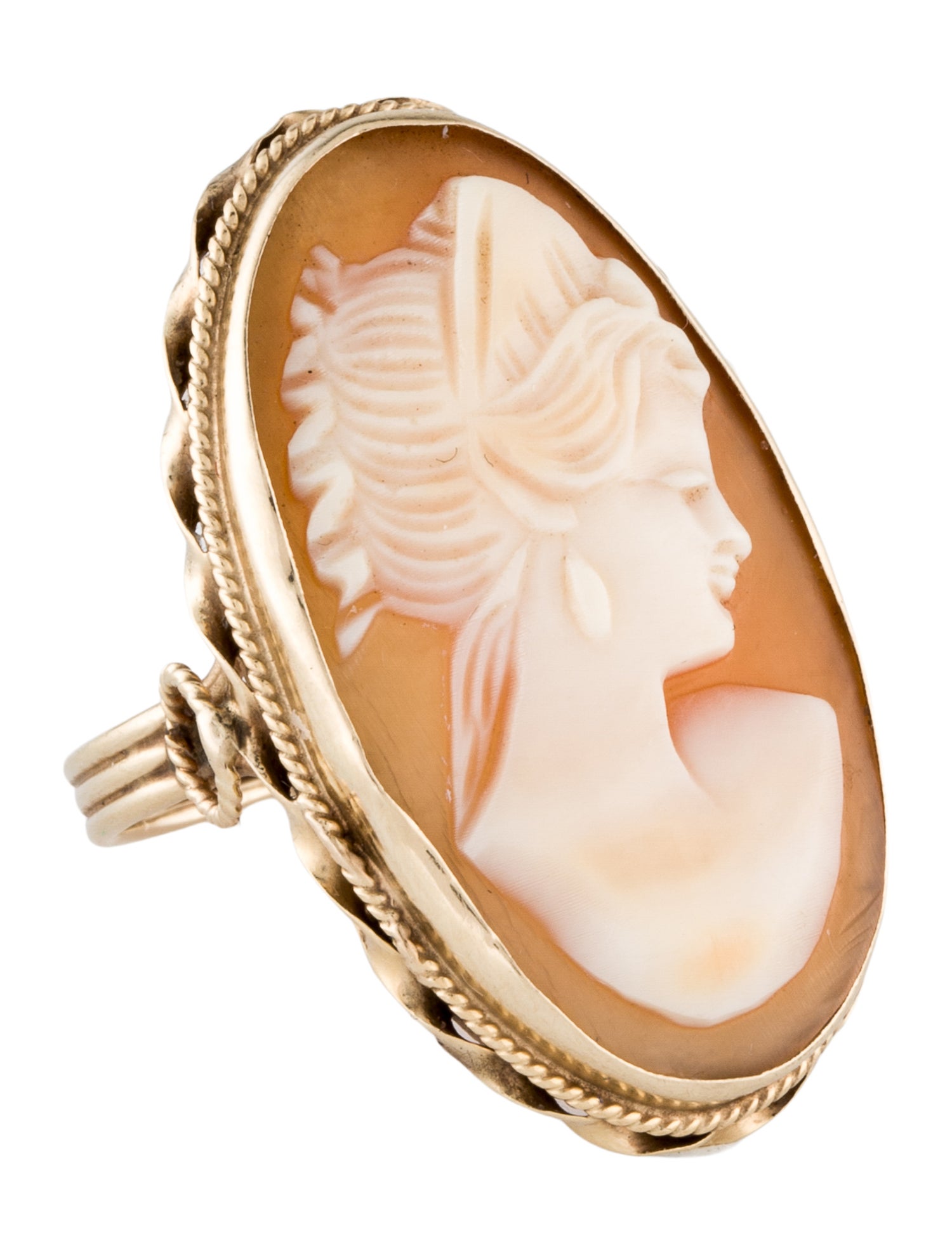 Ring 14K Shell Cameo Cocktail
