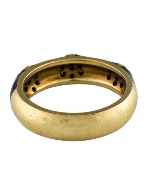 Ring 18K Enamel & Diamond Flower Band