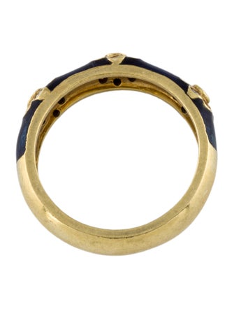 Ring 18K Enamel & Diamond Flower Band