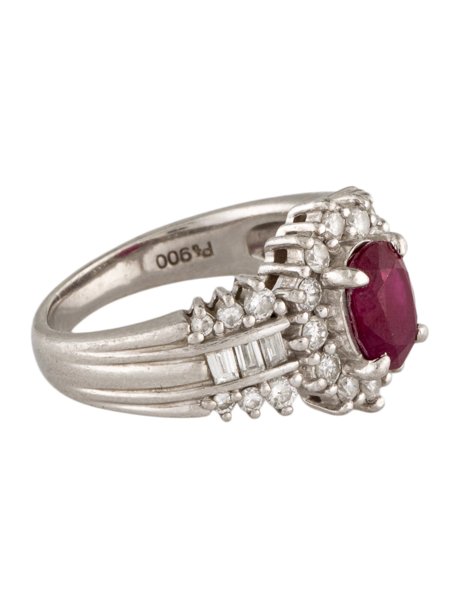Ring Platinum 1.37ct Ruby & Diamond Cocktail