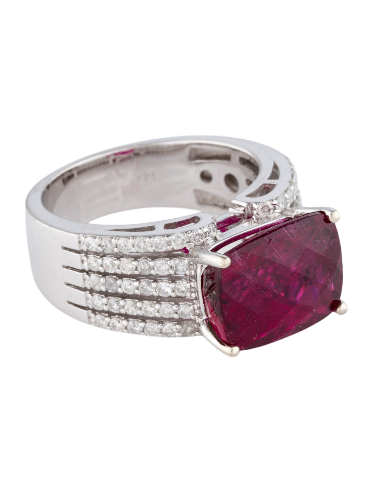 Ring 14K 6.74ct Tourmaline & Diamond Cocktail