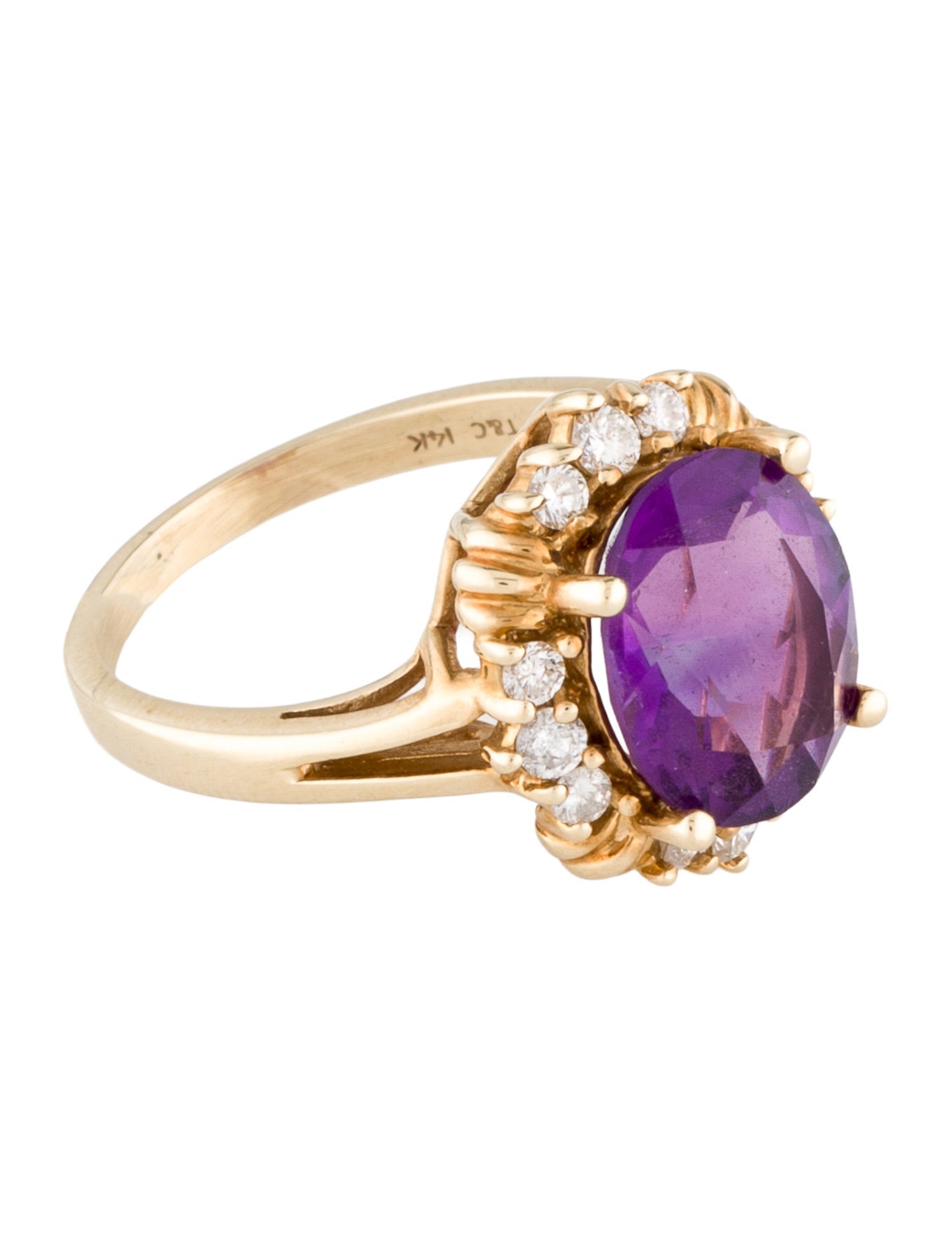 Ring 14K 2.90ct Amethyst & Diamond Cocktail