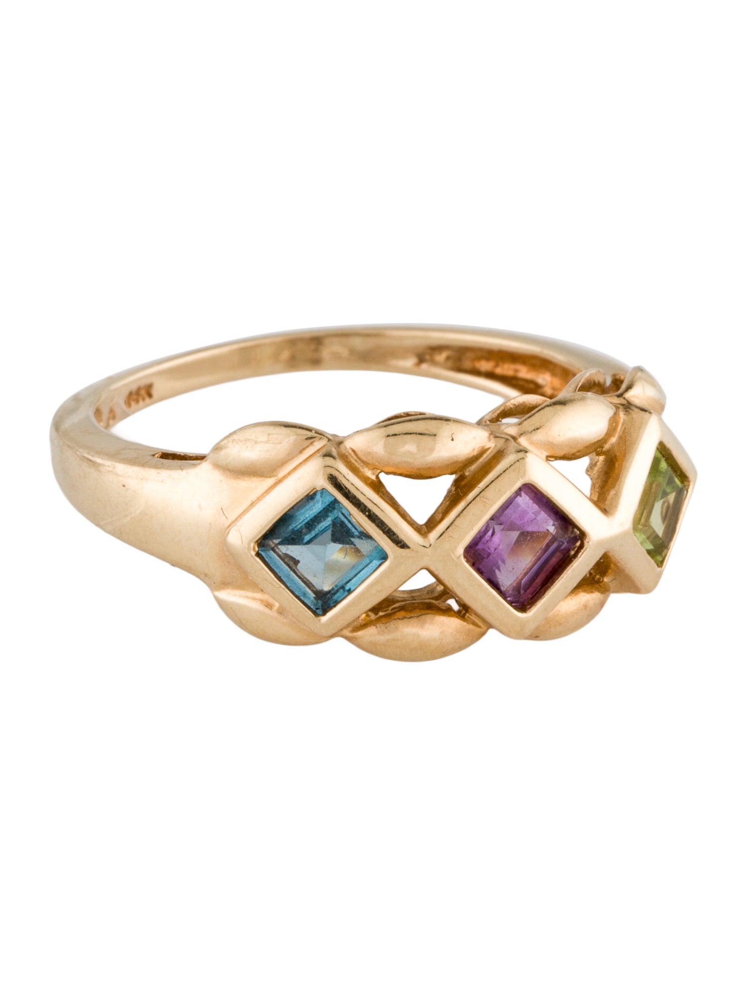 Ring 14K Amethyst, Topaz & Peridot Band