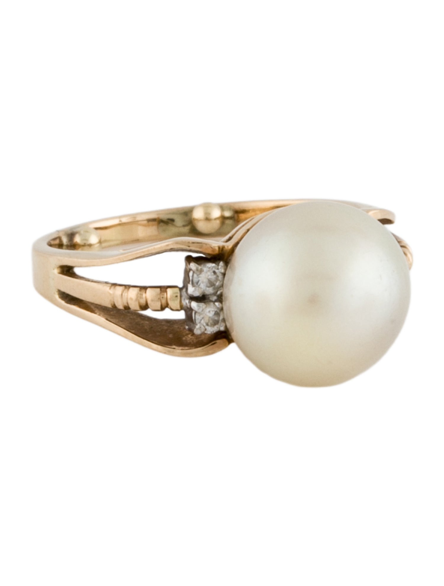 Ring 14K Pearl & Diamond Cocktail
