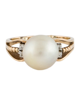 Ring 14K Pearl & Diamond Cocktail Ring
