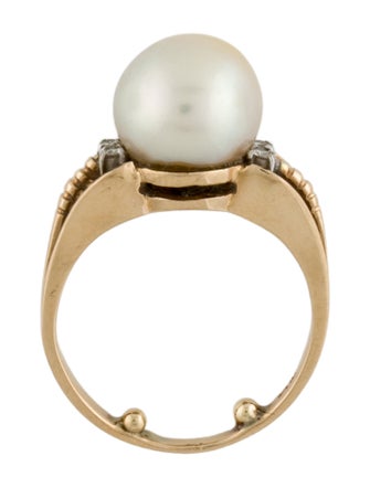 Ring 14K Pearl & Diamond Cocktail Ring