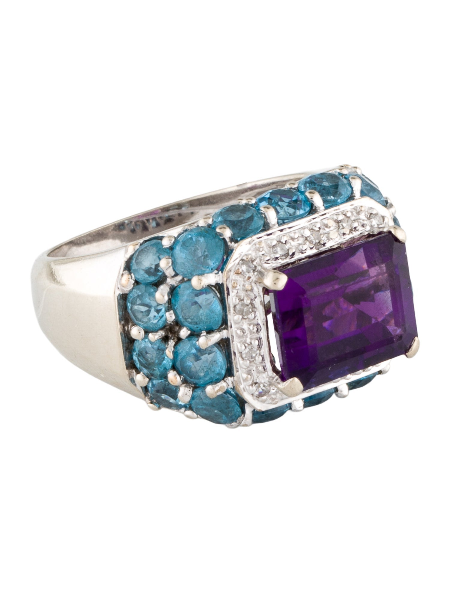 Ring 14K 4.31ctw Topaz, Amethyst & Diamond Cocktail