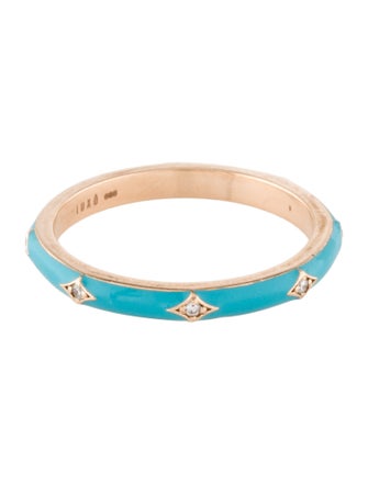 Ring 14K Diamond & Enamel Band Ring