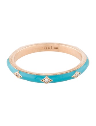 Ring 14K Diamond & Enamel Band Ring