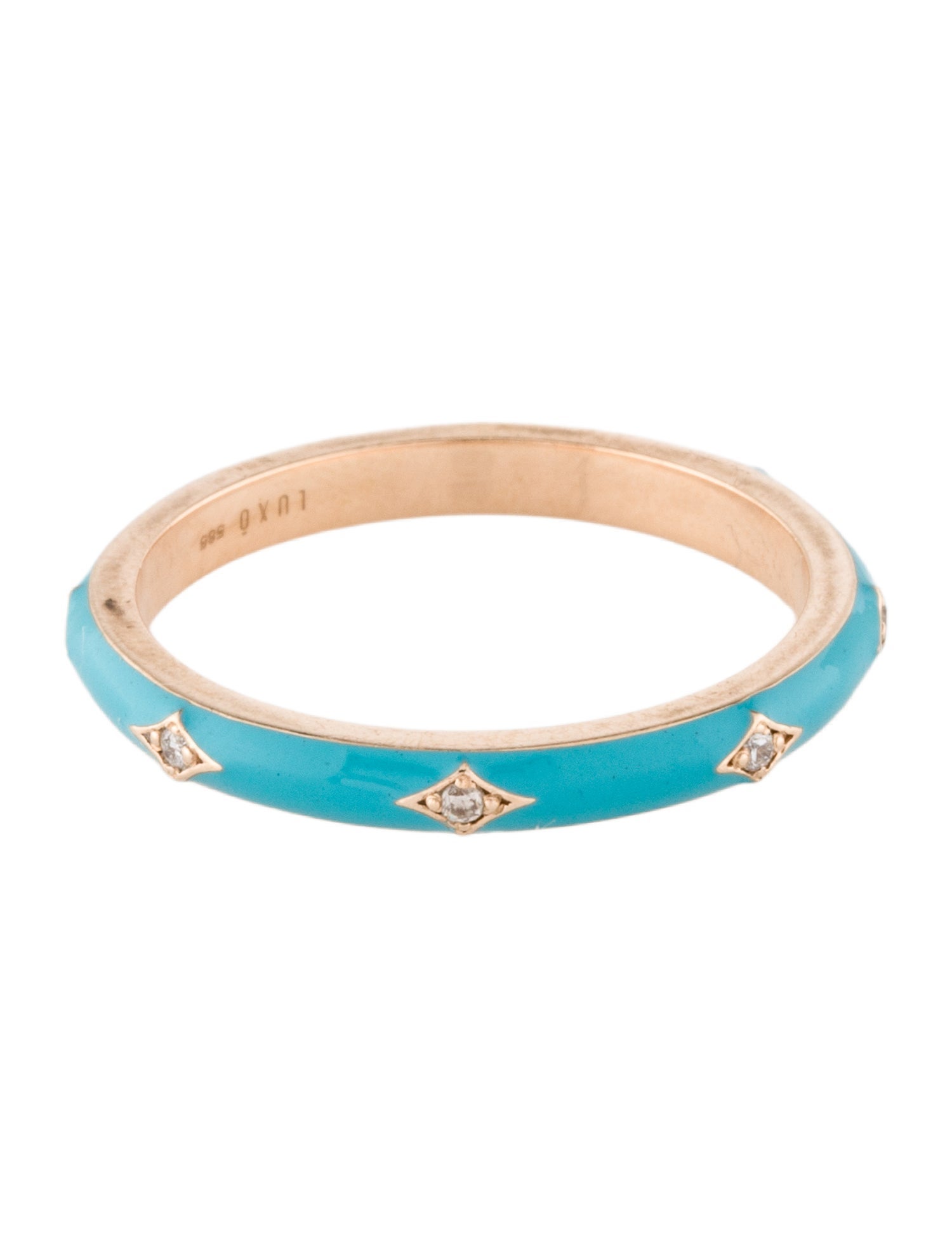 Ring 14K Diamond & Enamel Band Ring