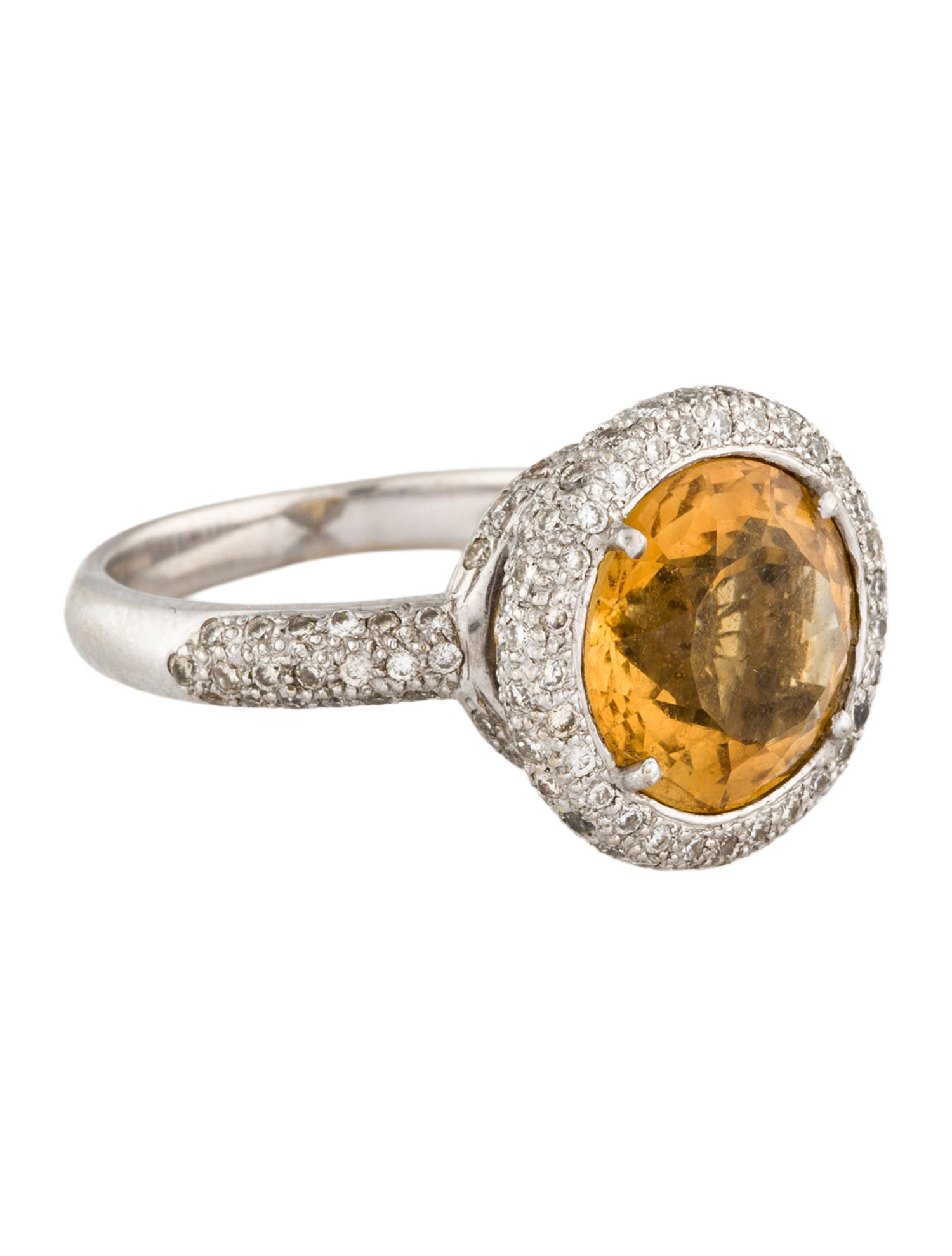 Ring 18K 4.18ctw Citrine & Diamond Cocktail Ring