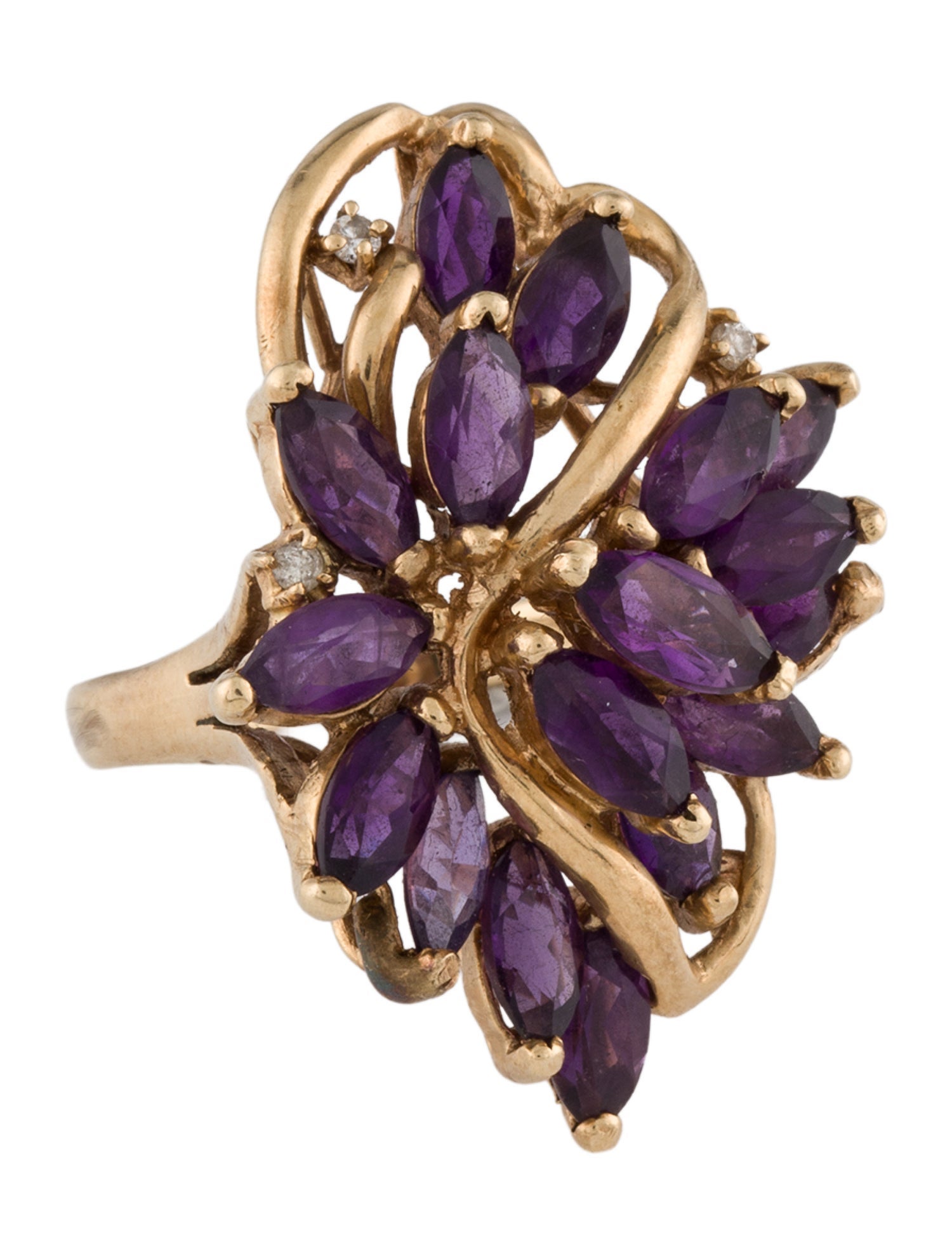 Ring 14K 3.23ctw Amethyst & Diamond Cocktail