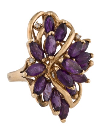 Ring 14K 3.23ctw Amethyst & Diamond Cocktail Ring