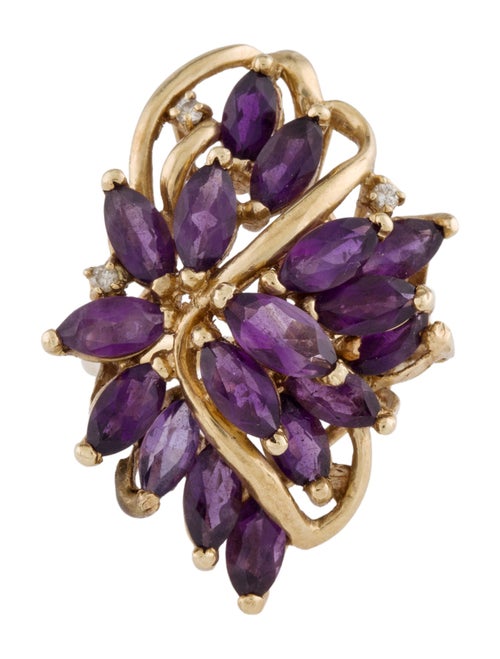 Ring 14K 3.23ctw Amethyst & Diamond Cocktail Ring