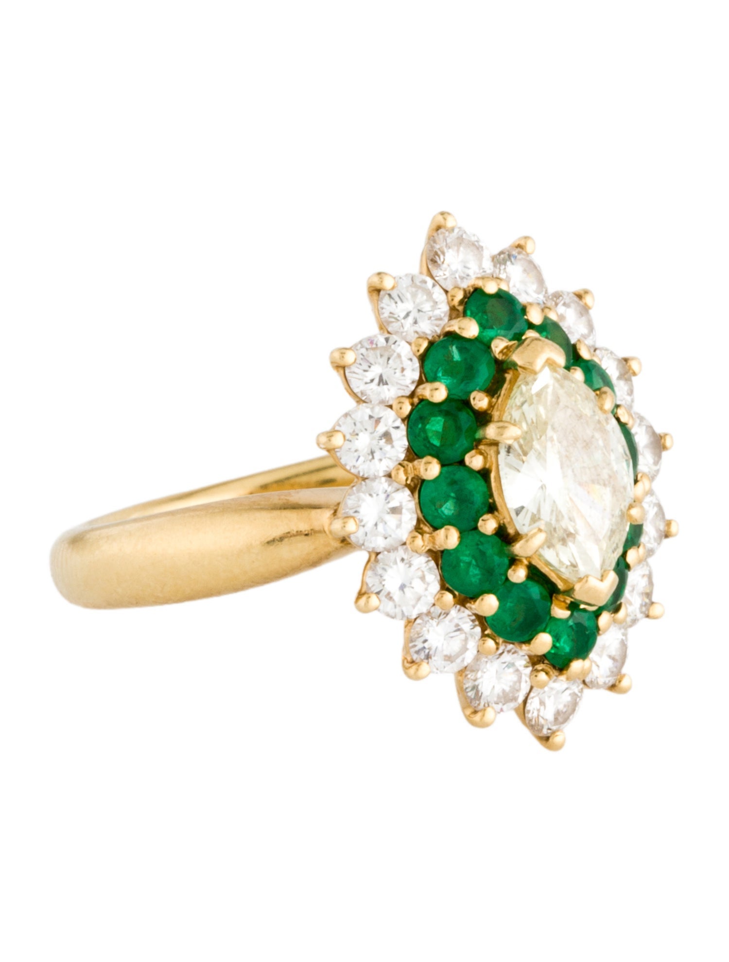 Ring 18K Emerald & Diamond Cocktail